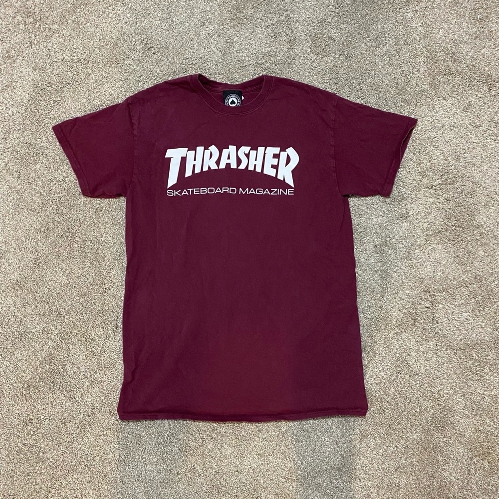 Thrasher magazine burgundy maroon logo t-shirt M